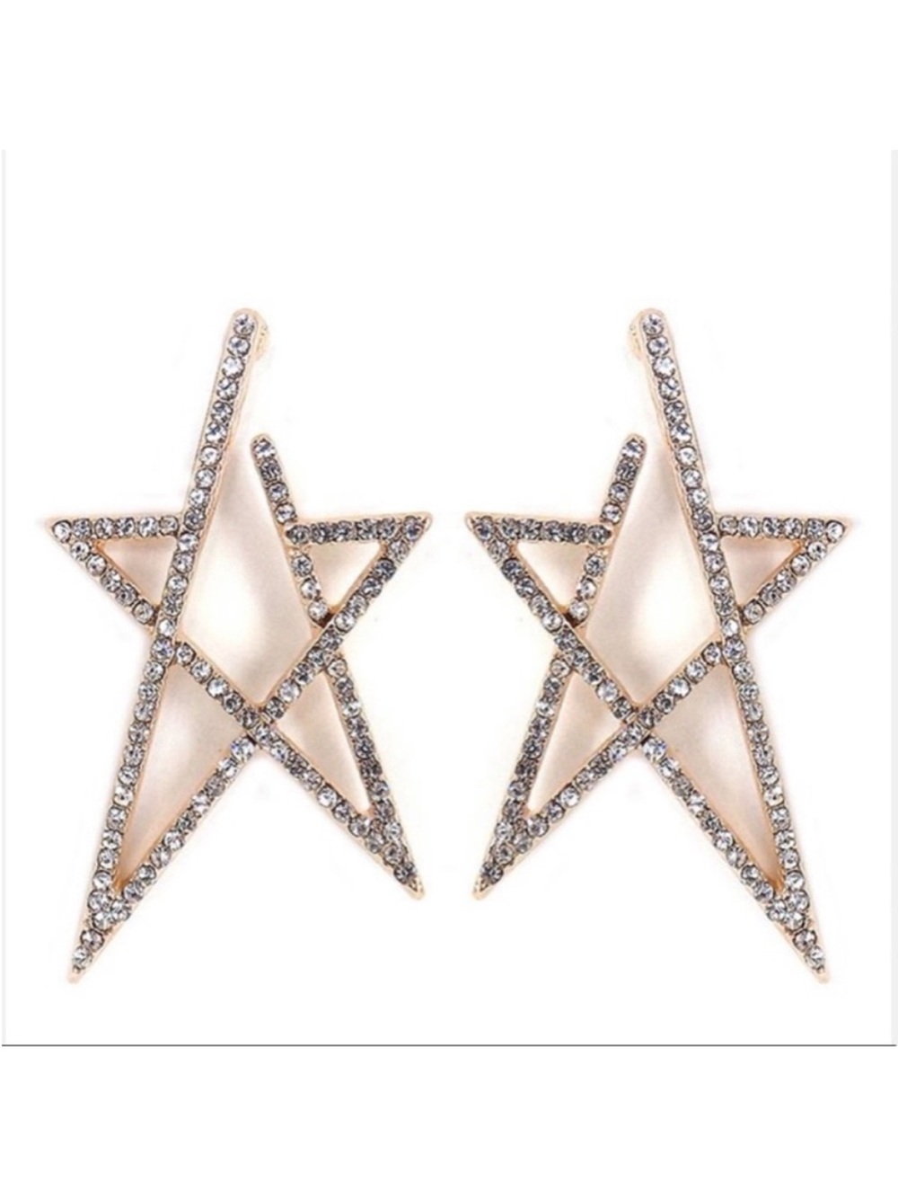 CLOSET CLEAR OUT! Crystal Pave Goldtone Star Statement Earrings ✨